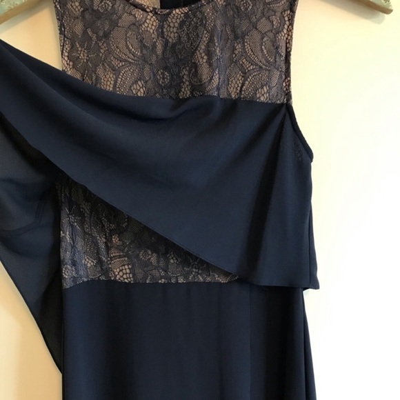 BCBG MaxAzria | Cascading Back Ruffle Gown Navy - Picture 6 of 8